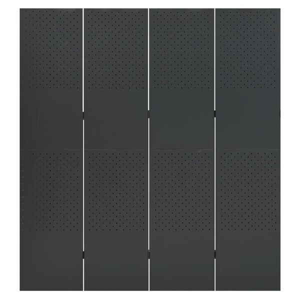 vidaXL 4-Panel Room Divider Anthracite 160x180 cm Steel