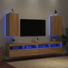 vidaXL TV Wall Cabinets with LED Lights 2 pcs Sonoma Oak 30.5x35x70 cm
