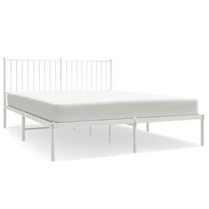 vidaXL Metal Bed Frame without Mattress with Headboard White 160x200cm