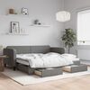vidaXL Daybed with Trundle&Drawers without Mattress Dark Grey 90x190 cm Single