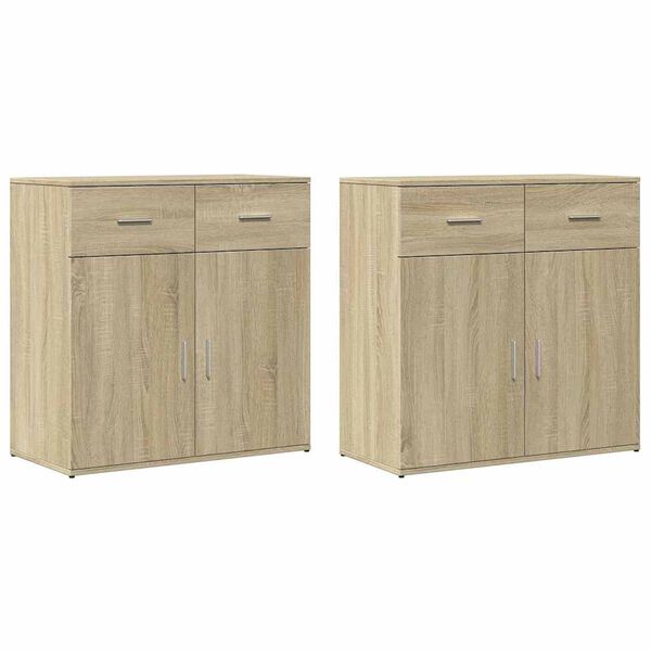 vidaXL Sideboards 2 pcs Sonoma Oak 79x38x80 cm Engineered Wood