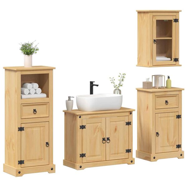 vidaXL 4 Piece Bathroom Furniture Set Corona Solid Wood Pine
