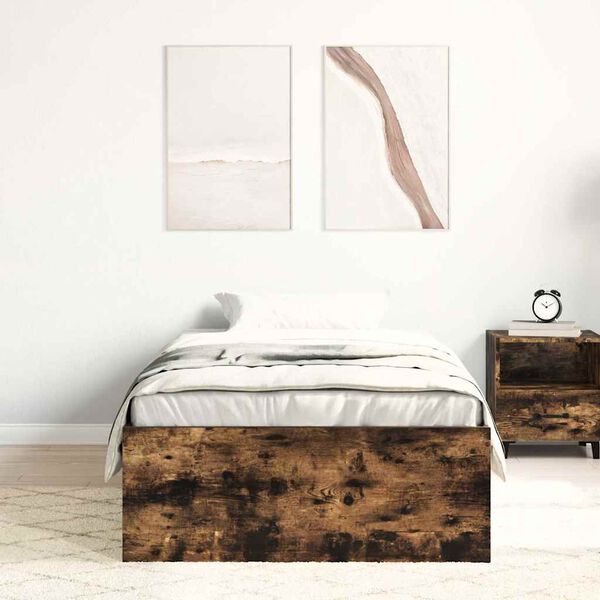 vidaXL Bed Frame without Mattress Smoked Oak 90x190 cm Single