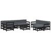 vidaXL 10 Piece Garden Lounge Set with Cushions Black Solid Wood