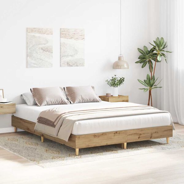 vidaXL Bed Frame No Mattress Artisan Oak 90x200 cm Engineered Wood
