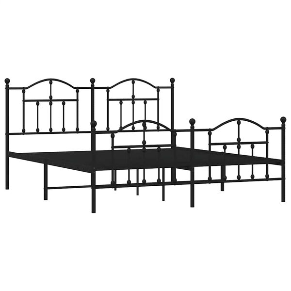 vidaXL Metal Bed Frame without Mattress with Footboard Black 183x213cm