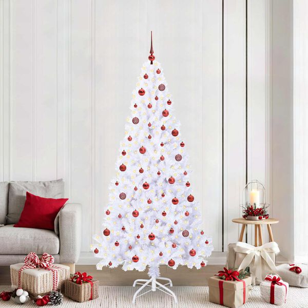 vidaXL Artificial Christmas Tree with Stand White 210 cm PVC and Steel