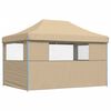 vidaXL Foldable Party Tent Pop-Up with 3 Sidewalls Beige