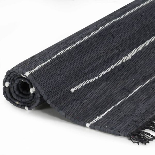 vidaXL Hand-woven Chindi Rug Cotton 120x170 cm Anthracite