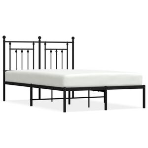 vidaXL Metal Bed Frame without Mattress with Headboard Black 120x190cm
