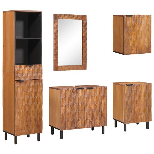 vidaXL Bathroom Sets 5 pcs Acacia Brown Winish Solid Mango Wood