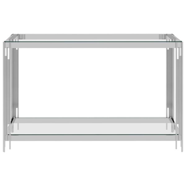 vidaXL Side Table Silver 120x40x78 cm Stainless Steel and Glass