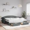 vidaXL Daybed with Trundle and Drawers Dark Grey 90x190 cm Fabric