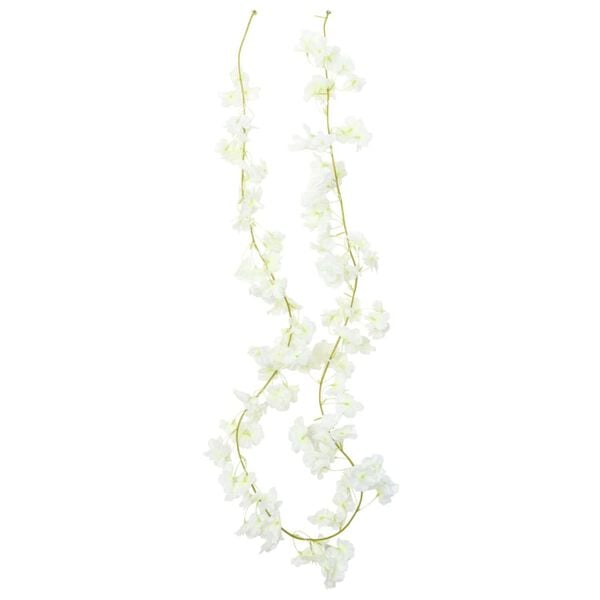 vidaXL Flower Garlands 6 pcs White 180 cm