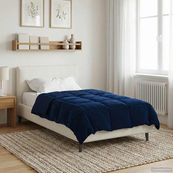 vidaXL Winter Duvet Quilted Dark Blue 140 x 220 cm Microfiber