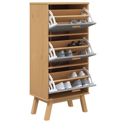 vidaXL Shoe Cabinet OLDEN Grey and Brown 55x35x120cm Solid Wood Pine