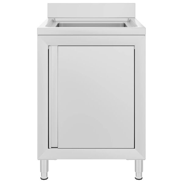 vidaXL Commercial Kitchen Sink Cabinet 60x60x96 cm Stainless Steel