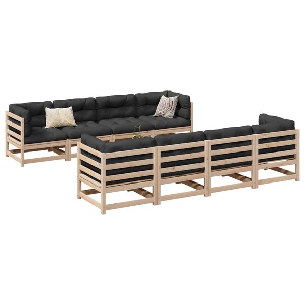 vidaXL 9 Piece Garden Sofa Set Solid Wood Pine