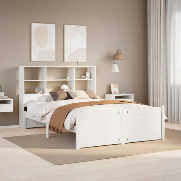 vidaXL Bookcase Bed without Mattress White 120x200cm Solid Wood Pine