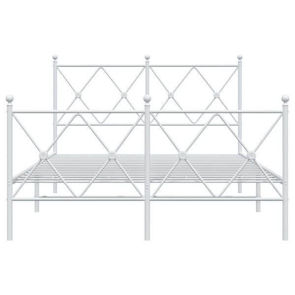 vidaXL Metal Bed Frame without Mattress with Footboard White 120x200cm