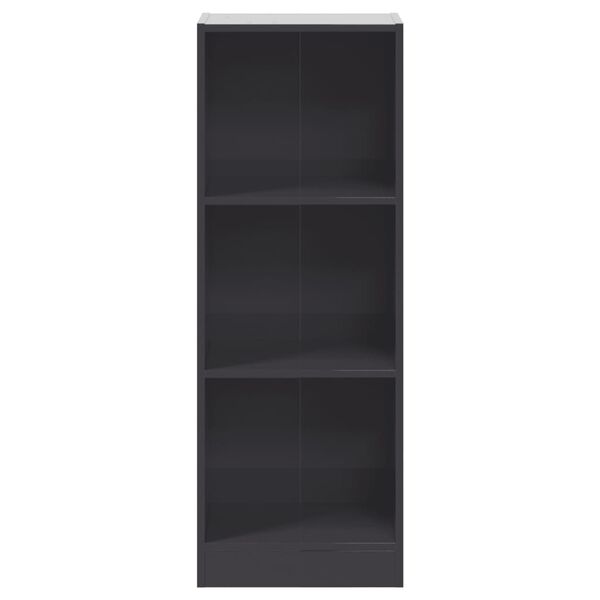 vidaXL 3-Tier Book Cabinet High Gloss Grey 40x24x109 cm Engineered Wood