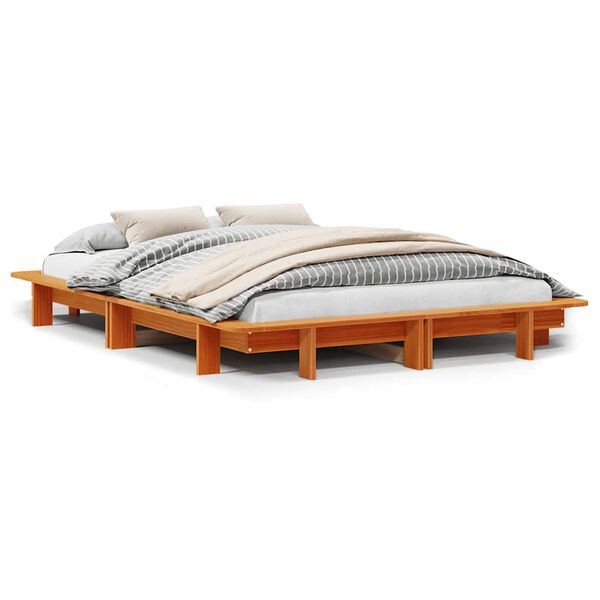 vidaXL Bed Frame without Mattress Wax Brown 120x190 cm Small Double Solid Wood Pine
