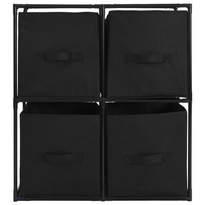 vidaXL Storage Cabinet with 4 Fabric Baskets Black 63x30x71 cm Steel