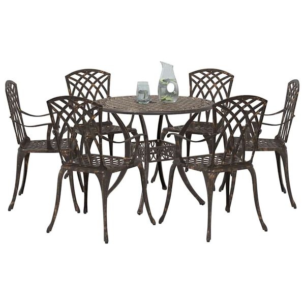 vidaXL Garden Dining Set 7 pcs Bronze Aluminium