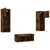 vidaXL 4 Piece TV Wall Cabinets with LED Lights Smoked Oak