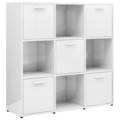 vidaXL Book Cabinet High Gloss White 90x30x90 cm Chipboard