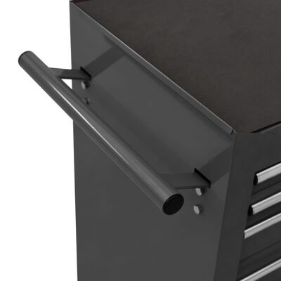 vidaXL Tool Trolley with 21 Drawers Steel Black (147185+2x147186)