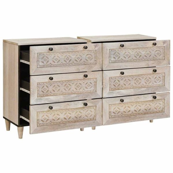 vidaXL Sideboard 2 pcs White 60 x 33 x 75 cm Solid mango wood
