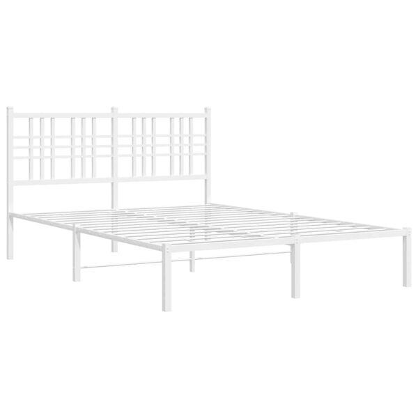 vidaXL Metal Bed Frame without Mattress with Headboard White 140x190cm