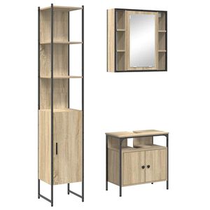 vidaXL Bathroom Furniture Set 3 pcs Sonoma Oak Engineered Wood