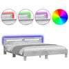vidaXL Bed Frame with LED without Mattress Concrete Grey 180x200 cm Super King
