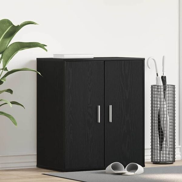 vidaXL Shoe Cabinet Black Oak 60 x 35 x 70 cm Engineered Wood