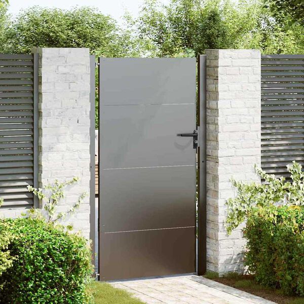 vidaXL Garden Gate Black 105 x 200 cm Powder-coated steel