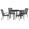 vidaXL Garden Dining Set 5 pcs Black Powder-Coated Steel