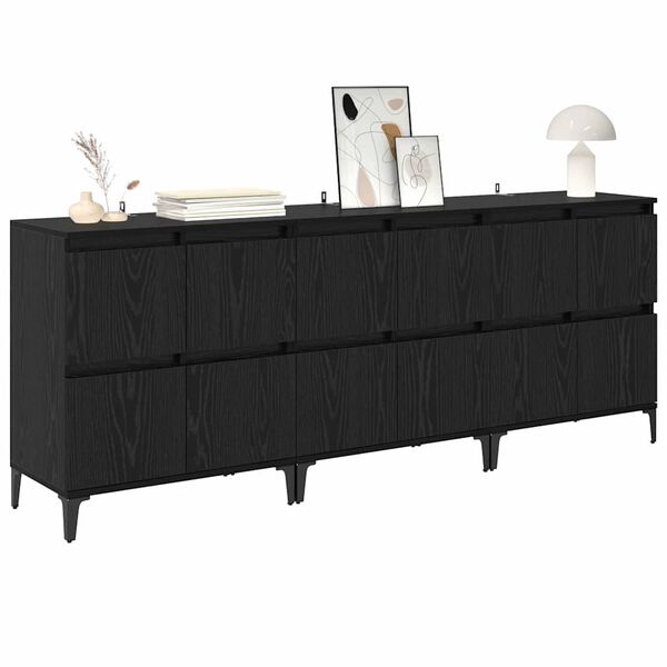 vidaXL Sideboards 3 pcs Black Oak 60 x 35 x 70 cm Engineered Wood