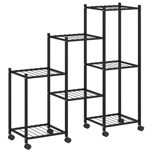 vidaXL Flower Stand with Wheels 83x25x83.5 cm Black Iron