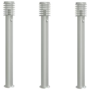 vidaXL Outdoor Floor Lamps with Sensors 3pcs Silver 110cm Stainless Steel