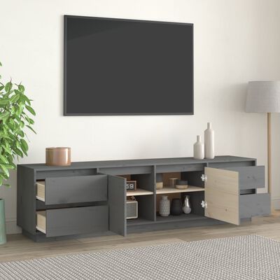 vidaXL TV Cabinet Grey 176x37x47.5 cm Solid Wood Pine