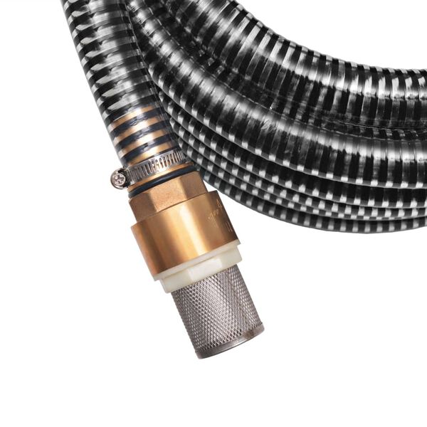 vidaXL Suction Hose with Brass Connectors 10 m 25 mm Black