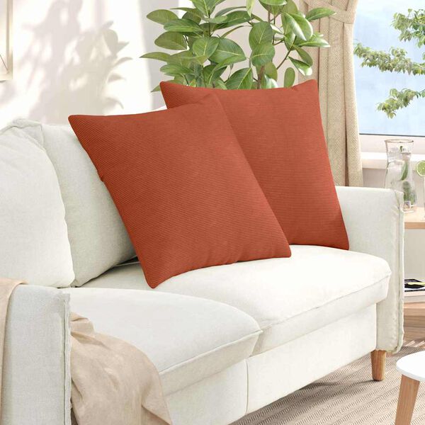vidaXL Sofa Pillows 2 pcs Red Orange 60 x 60 cm Corduroy Fabric