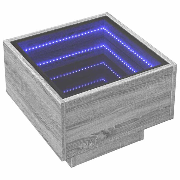 vidaXL Side Table with LED Grey Sonoma 40x40x30 cm Engineered Wood