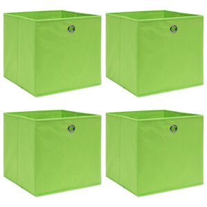 vidaXL Storage Box | Set of 4 | Green | Non-woven fabric (100% polyester)