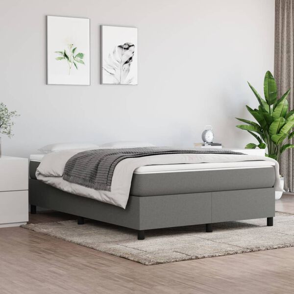 vidaXL Box Spring Bed Frame Dark Grey Double Fabric (UK/IE/FI/NO only)