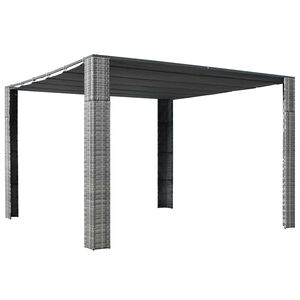 vidaXL Gazebo with Roof Poly Rattan 300x300x220 cm Grey and Anthracite
