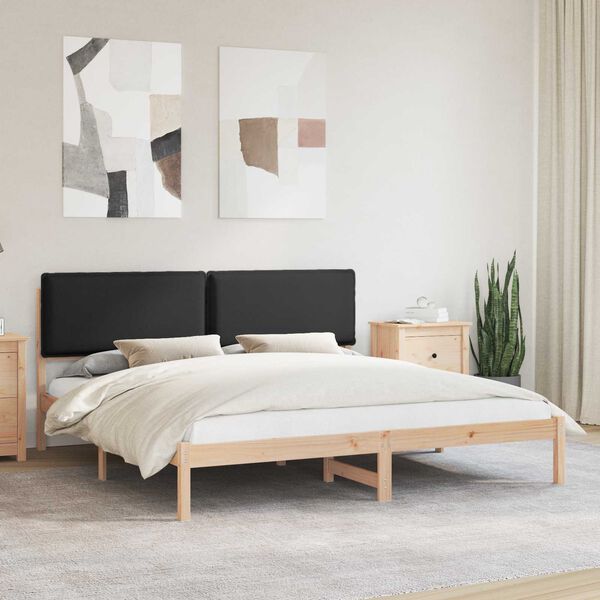 vidaXL Bed Frame with Upholstered Headboard Black 180 x 200 cm