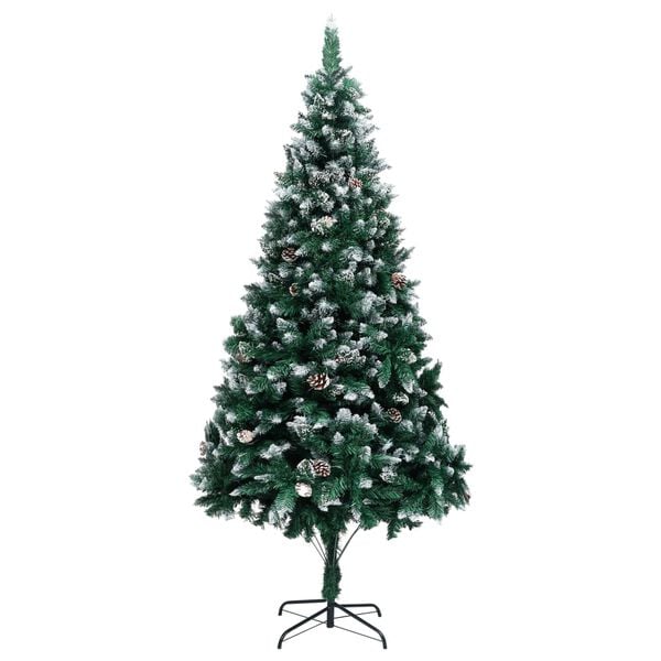vidaXL Artificial Christmas Tree with Pine Cones and White Snow 210 cm